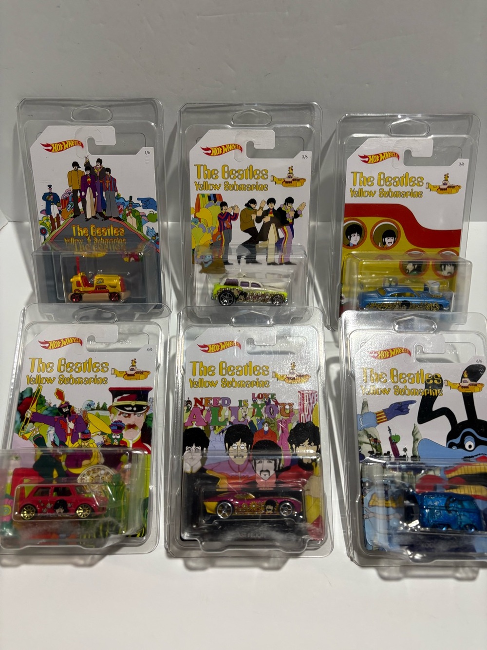 Hot Wheels The Beatles Yellow Submarine Complete Set of 6 (2016)